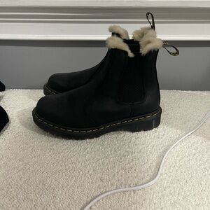 Dr Martin Black Fur-Lined Chelsea Boots